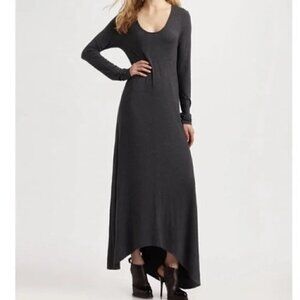 T by Alexander Wang Gray Long Sleeve Scoop Neck Maxi Dress Large